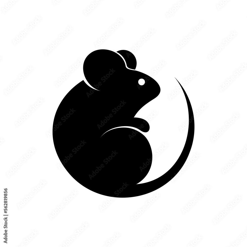 Black and white vector mouse logo. Black and white vector mouse logo.