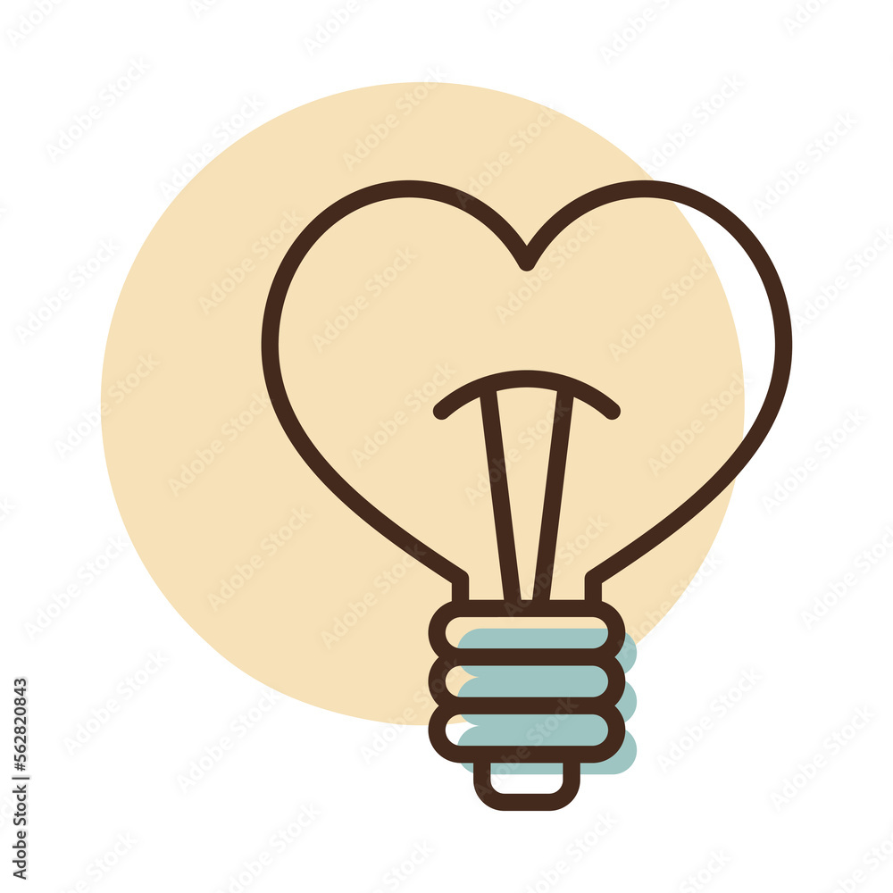 Heart shape in light bulb vector icon isolated Heart shape in light bulb vector icon isolated