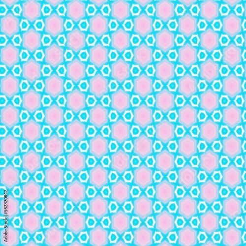 Blue and Pink Hexagon Repeating Pattern Background, Abstract Design