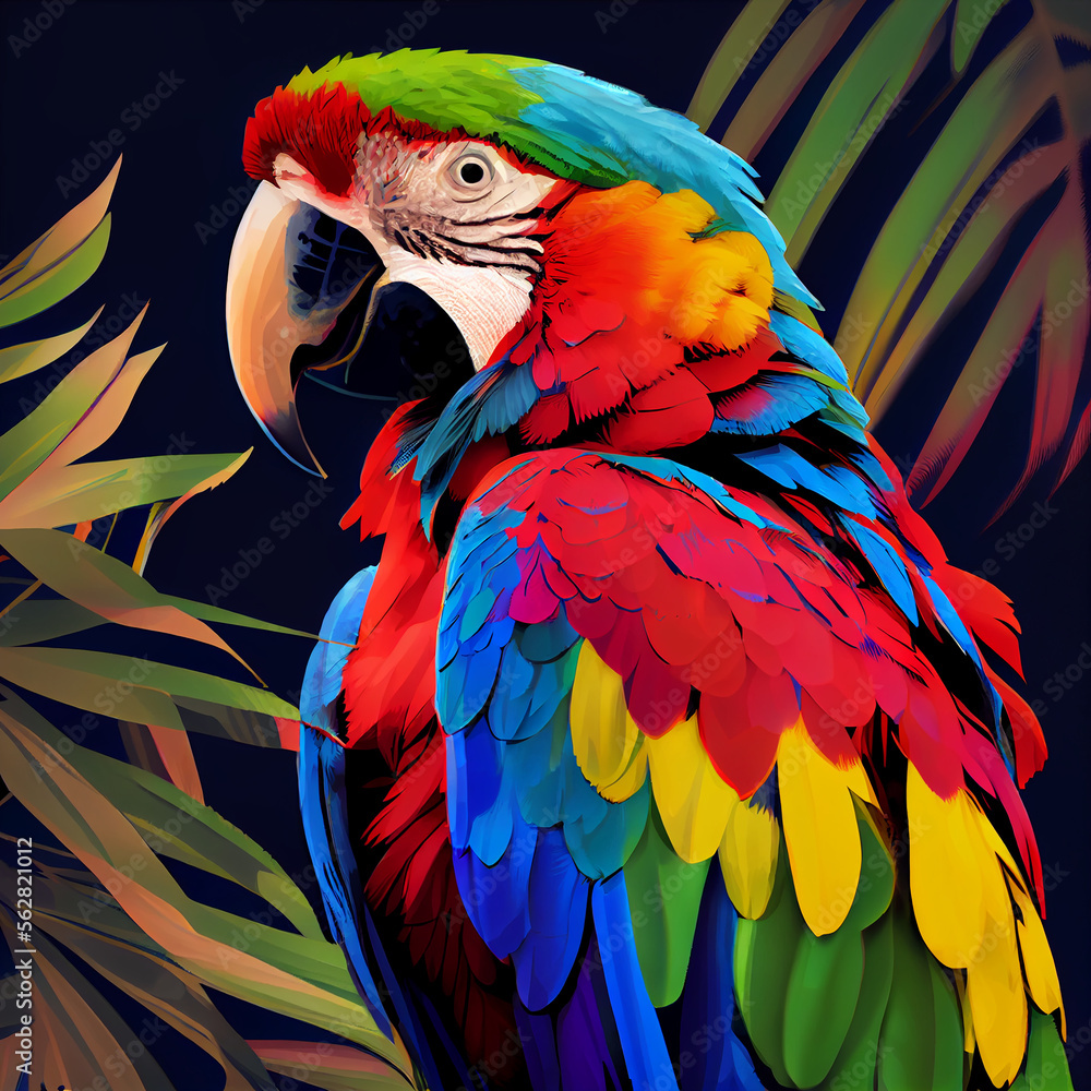 Obraz premium Macaw pop art generative ai