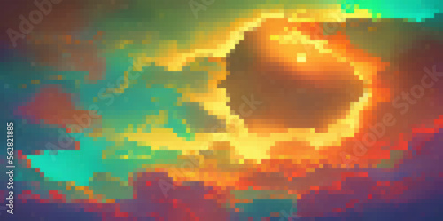 Pixelart space gradient colorful background