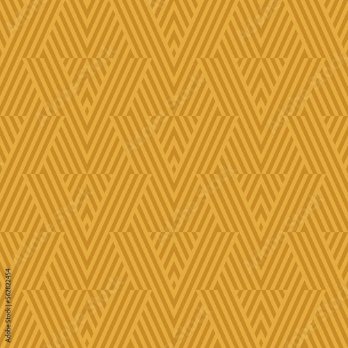Vector geometric lines pattern. Yellow mustard colour. Abstract graphic striped ornament. Simple geometry, stripes, zigzag, chevron. Retro style linear background. Design for home decor, textile, wrap
