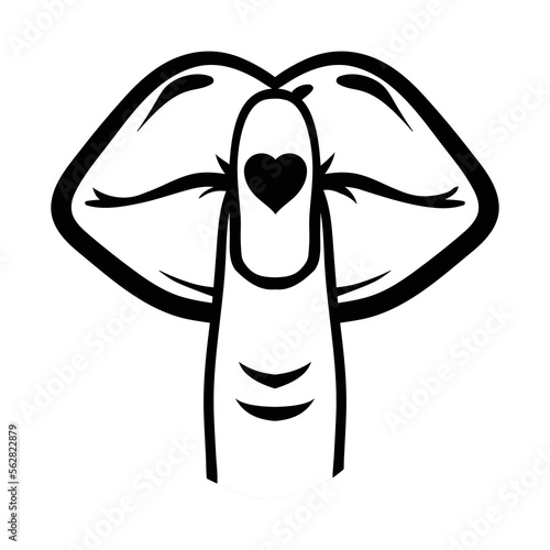 silence woman hand gesture, finger shh gesture