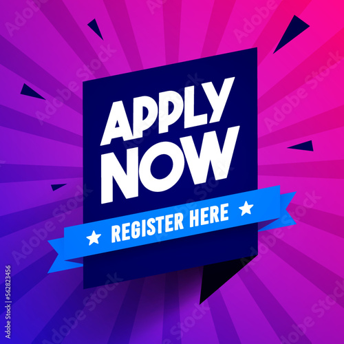 Apply Now Speech Bubble Label On Colorful Background