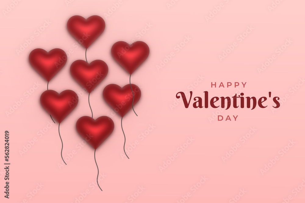 3d background with hearts balloon for Valentine's day