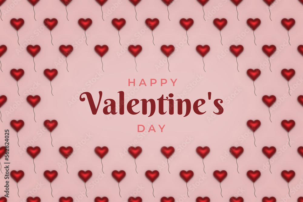 3d background with hearts balloon pattern for Valentine's day