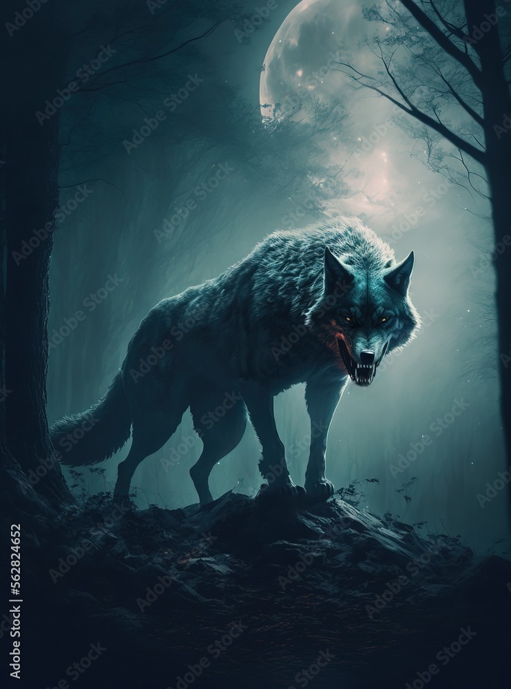 Premium AI Image  The dark night of the werewolf