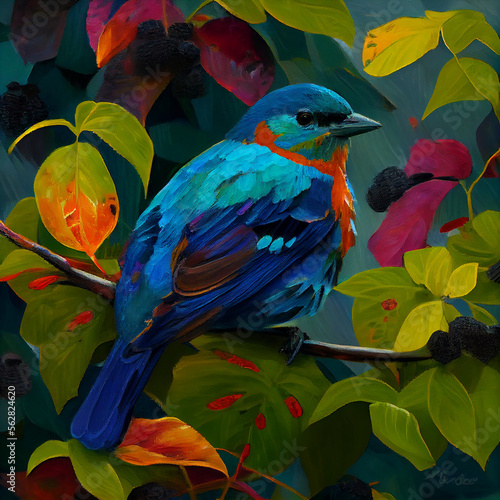Tanager oil painting generative ai © Elka