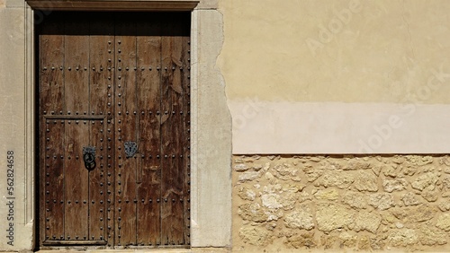 old wooden door on the facade