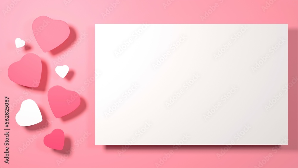 3D Happy Valentines day background with Heart Shaped Paper for invitation, posters, brochure, banners, card, sales