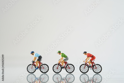 cyclist in action on white background