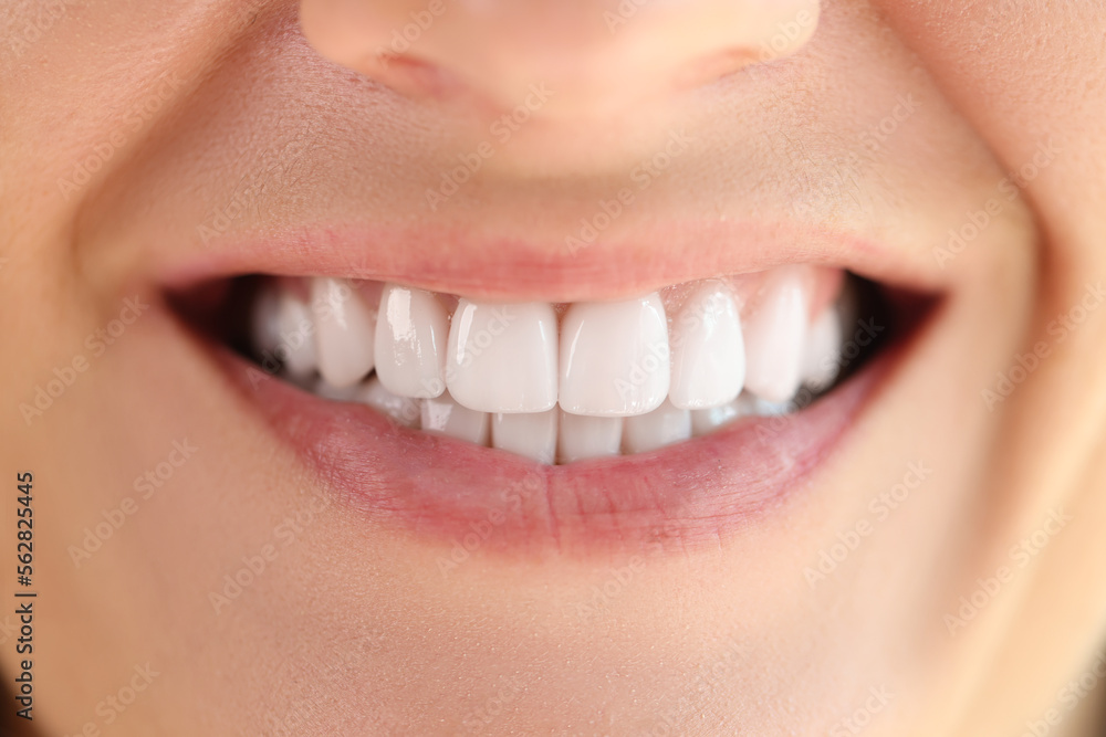 Fototapeta premium Close-up of healthy smooth white teeth smile.