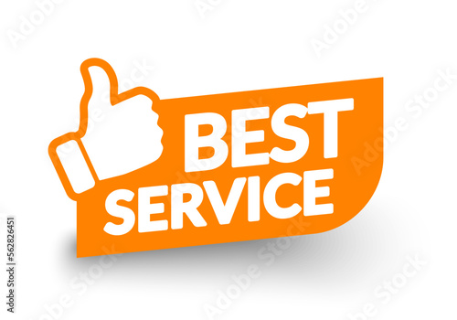 Best Service Label With Thumb Up