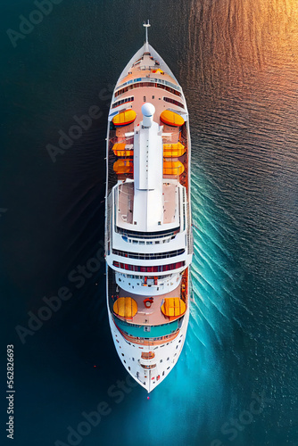 Luftaufnahme von einem Schiff auf dem Meer. Generative Ai © Sarah