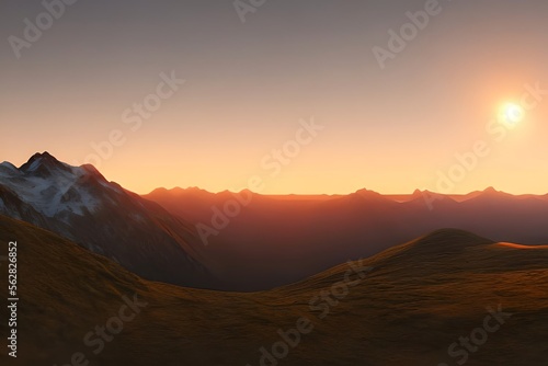 A sunset over a mountain range. Generative AI