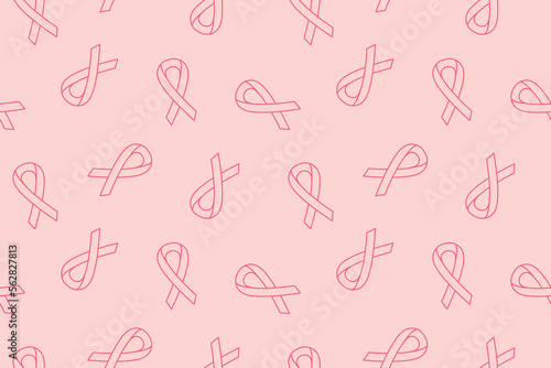 seamless pattern with pink ribbon, symbol of breast cancer awareness - vector illustration