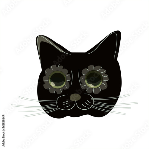 Cute cartoon cat. Flat style vector illustration. Domestic animal, pet, isolated on white. Design element, clipart