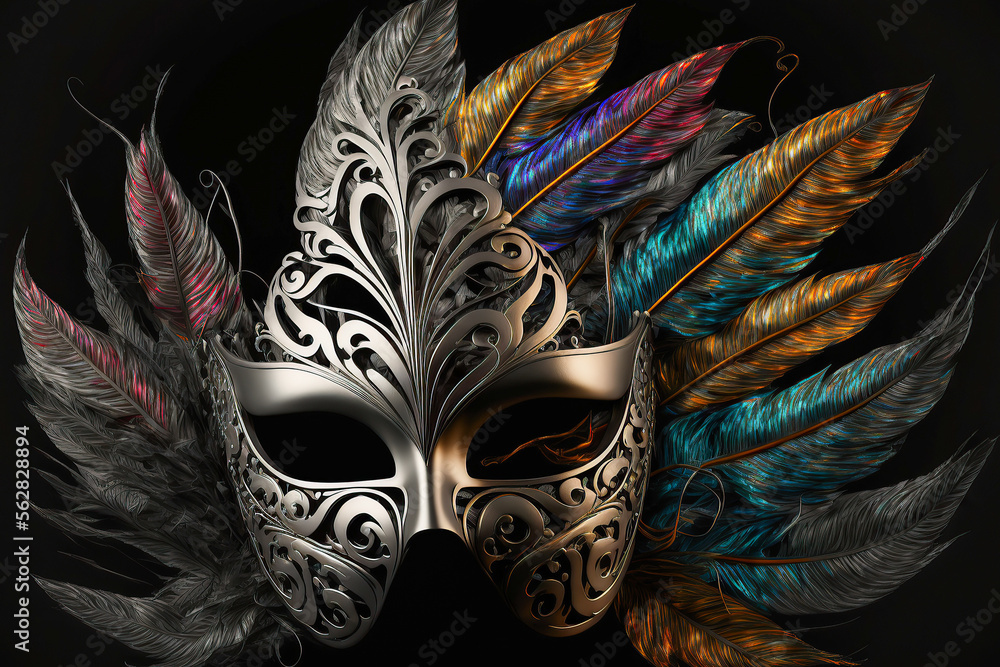 Naklejka premium Carnival mask .Traditional mask for carnival, generative ai