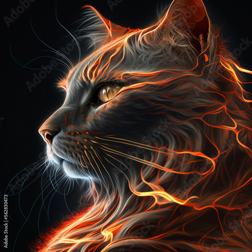 cat with orange eyes- lava glow style © Gabriela