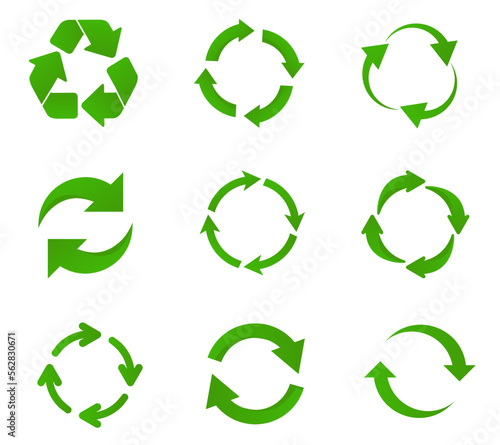 Recycle icon symbol vector. Recycling and rotation arrow icon pack. Vector illustration