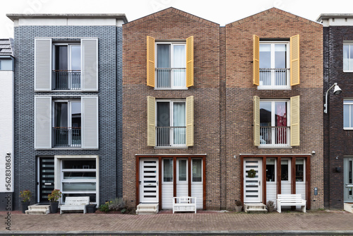 Modern terraced houses in the new Vathorst district in Amersfoort.