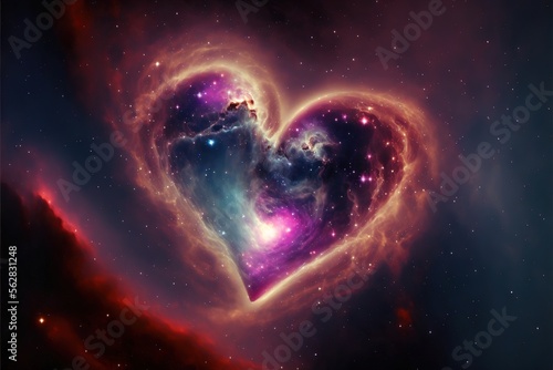 Astrological symbol of love. Heart shaped nebula. AI
