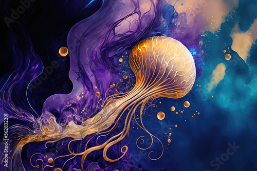Luxurious fluid art in gold...