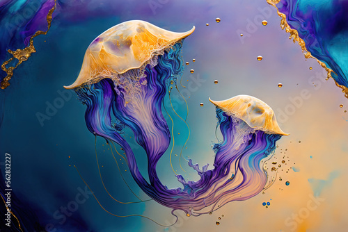 Luxurious fluid art in gold...