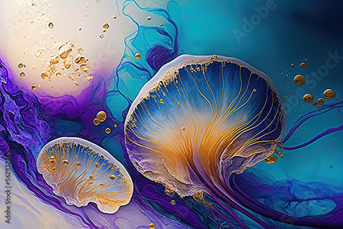 Luxurious fluid art in gold...