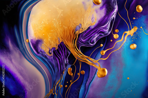 Luxurious fluid art in gold...