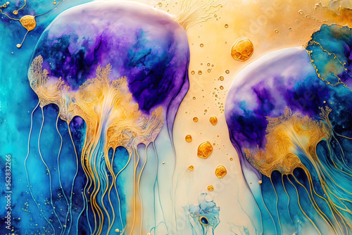 Luxurious fluid art in gold...