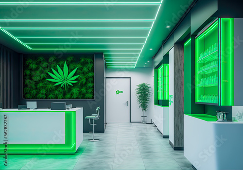 Cannabis dispensary interior. Generative AI photo