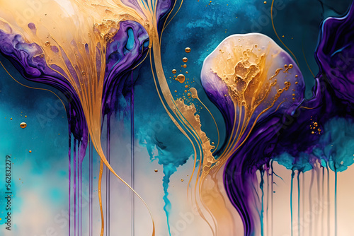 Luxurious fluid art in gold...