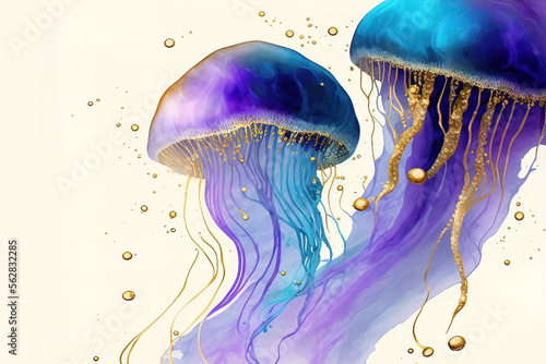 Luxurious fluid art in gold...