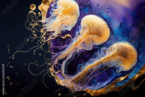 Luxurious fluid art in gold...