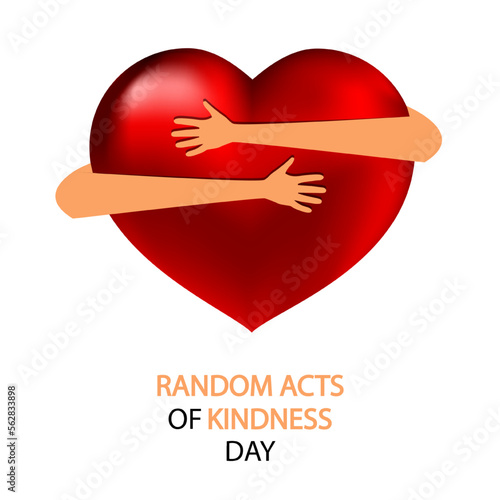 Random acts of kindness day hugs of the heart, vector art illustration.