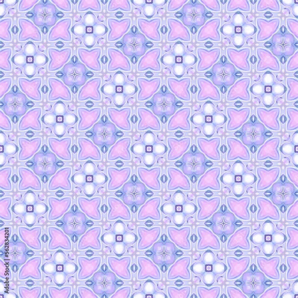 Abstract vintage traditional seamless violet pattern design inspired by tile art from Portugal and Spain. colourful ornament Morrocan Tiles.
