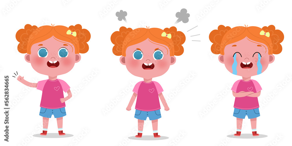 illustration three expressions of children