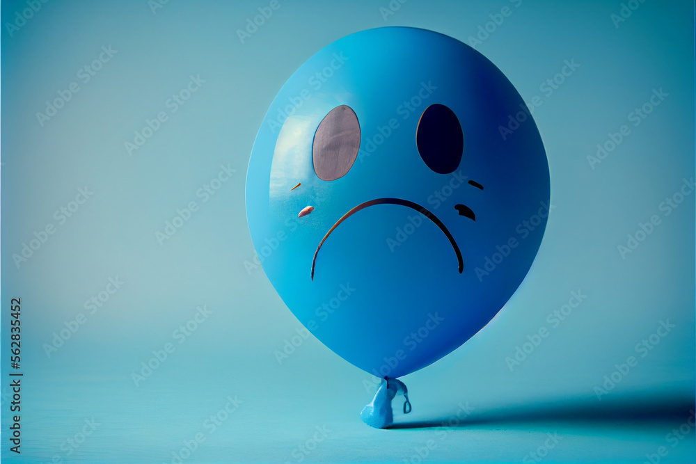 Blue Monday balloon concept, sad depressing day - generative ai Blue Monday balloon concept, sad depressing day - generative ai