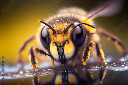 Bee with on water - Generative AI