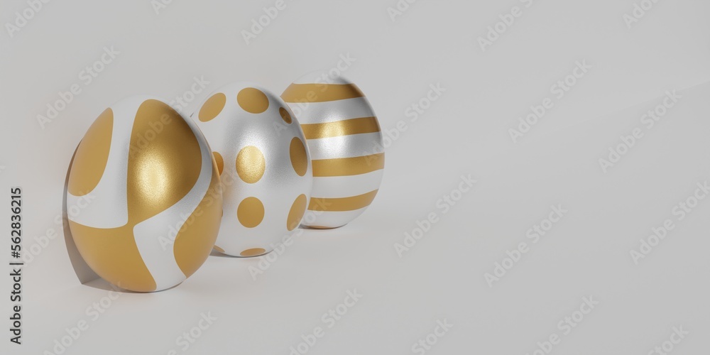 easter gold egg 3d render illustration minimal concept