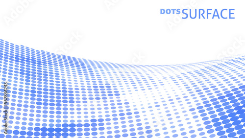 Dots surface with halftone effect and cornflower blue color points. Vector pattern