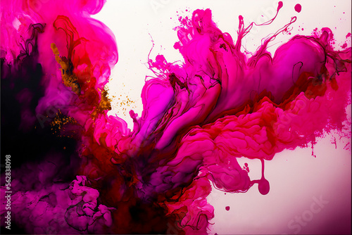 abstract viva magenta alcohol watercolor background, created with generative ai