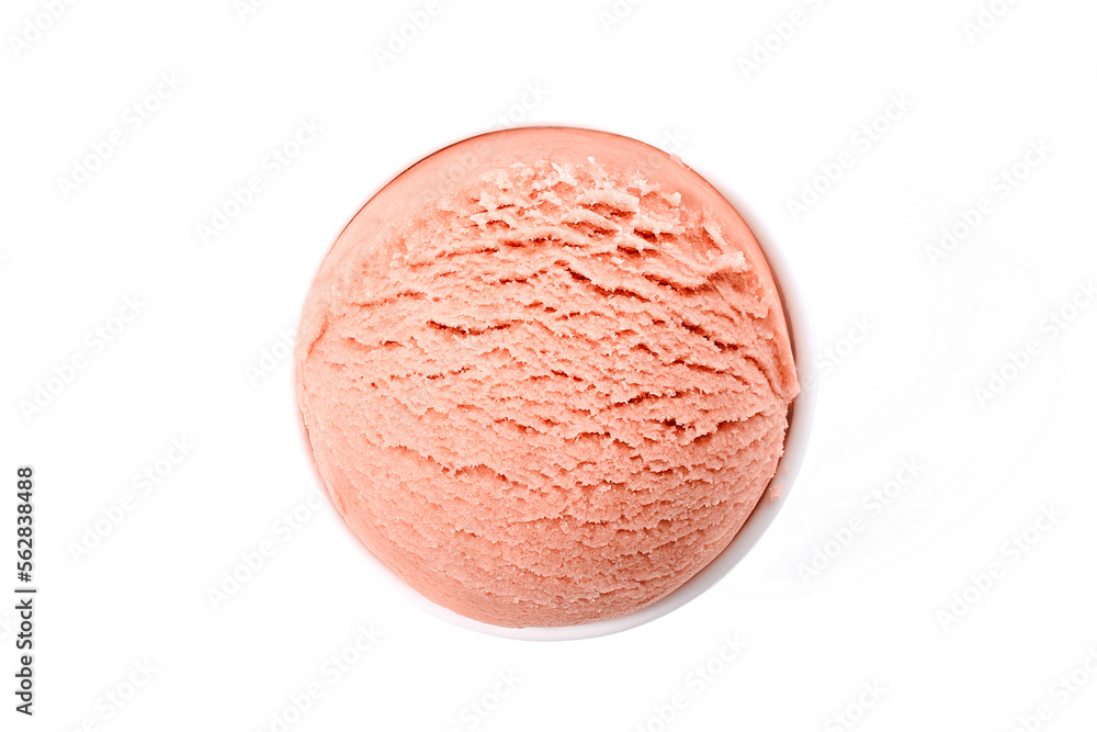 Strawberry ice cream ball isolated on white background Strawberry ice cream ball isolated on white background