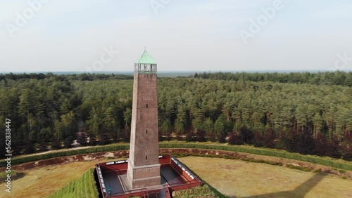 Aerial orbiting drone shot of the pyramide of Austerlitz, The Netherlands photo