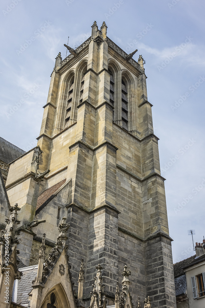 Gothic-style parish church of Saint-Aspais (Eglise Saint-Aspais) in Melun, built at beginning of XVI century. Melun, Seine-et-Marne department, Ile-de-France region, France.
