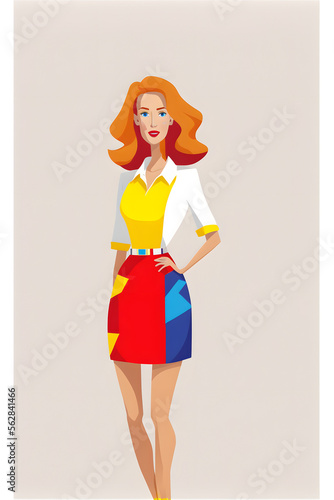 Business woman in colourful dress illustration  illustration of business woman in colourful dress  plain background  business woman illustration   international women s Day 