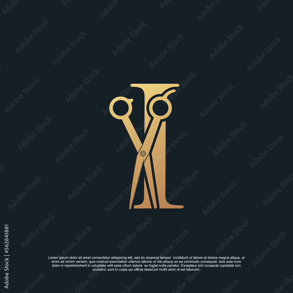 Creative letters I with combination simple scissors Premium Vector Creative letters I with combination simple scissors Premium Vector