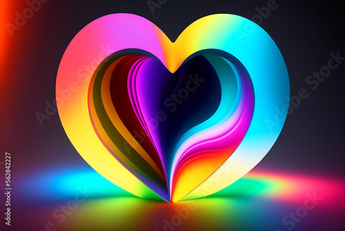 Wallpaper Mural 3d Heart decorative made of multi colored fluorescent lights. Neon heart with fluorescent lights, Generative Ai Torontodigital.ca