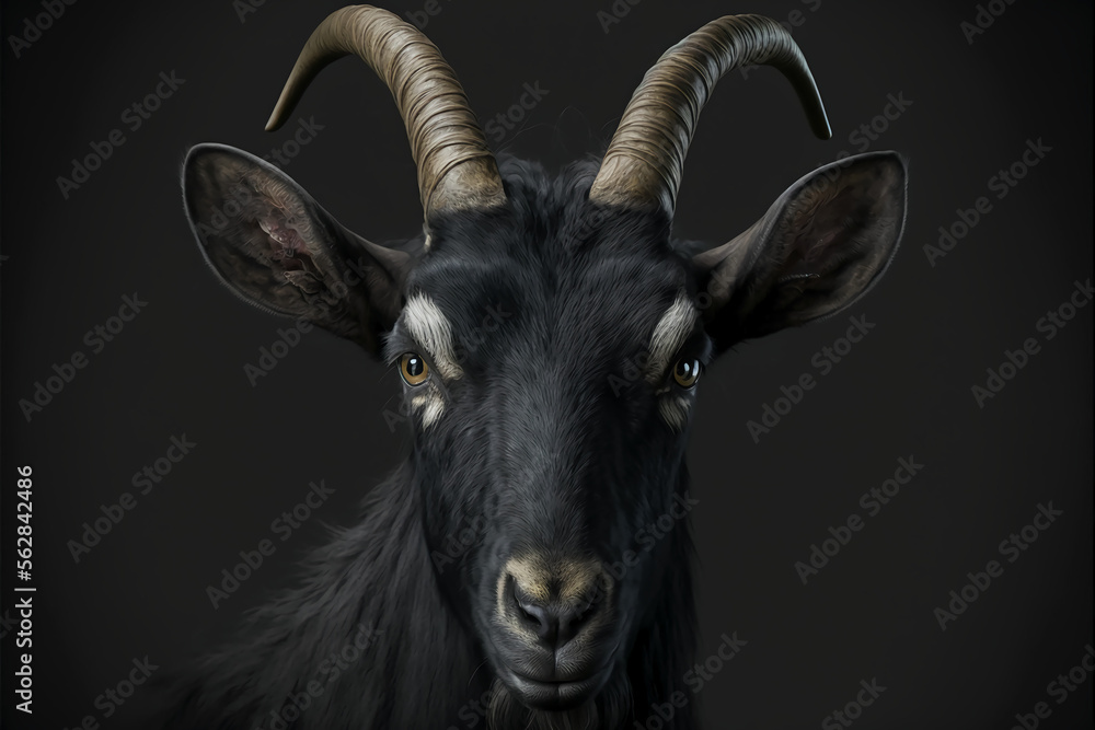 Satanic symbol, black goat. Demon or devil symbol. Generative AI. Stock